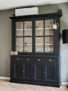 Zwarte buffetkast, Huis en Inrichting, Kasten | Buffetkasten, Gebruikt, 150 tot 200 cm, 25 tot 50 cm, Met lade(s), Met deur(en)