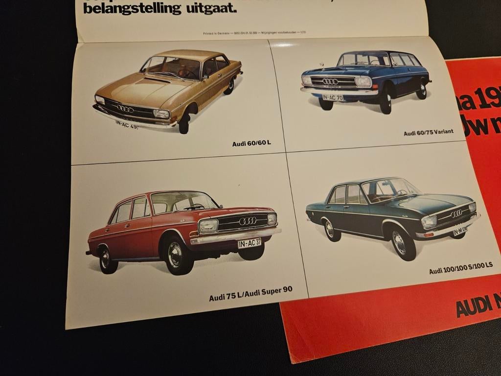 2 Brochures Audi NSU 1970 & 1971, Ophalen of Verzenden, Zo goed als nieuw, Audi