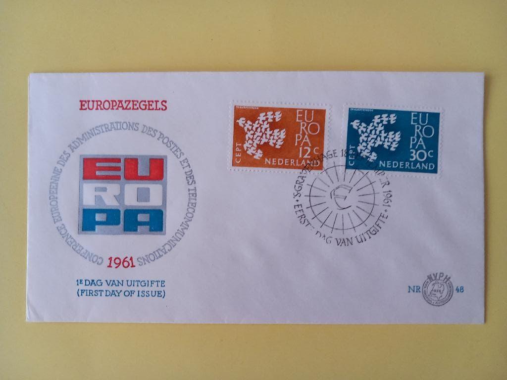 1961 Europazegels FDC E48 blanco met open klep e1, Postzegels en Munten, Verzenden, Onbeschreven, Nederland