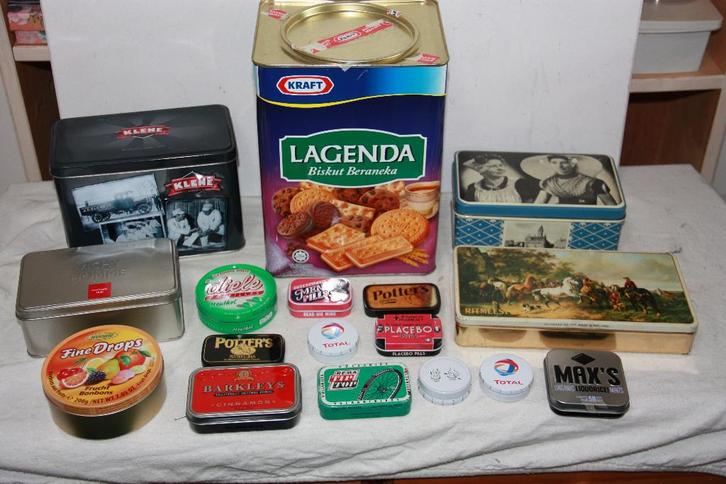 Blikken verzameling, Reclame blikken, 25 stuks, Verzamelen, Blikken, Gebruikt, Overige, Overige merken, Verzenden