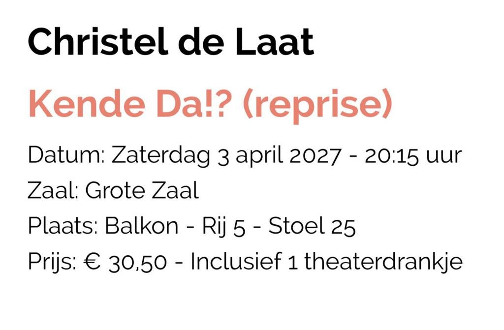 Cristel de laat 1 ticket, Eén persoon, Overige soorten