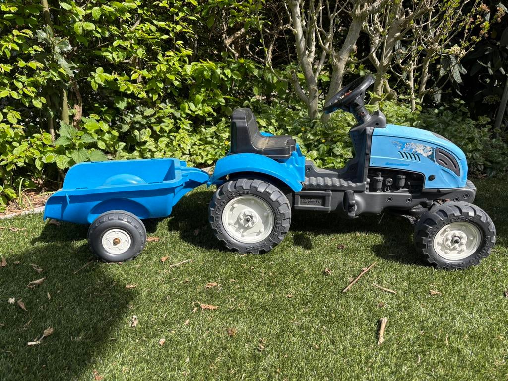 Traptractor buiten blauw., Kinderen en Baby's, Speelgoed | Buiten | Skelters, Ophalen, Gebruikt, Overige merken, Met kar of aanhanger
