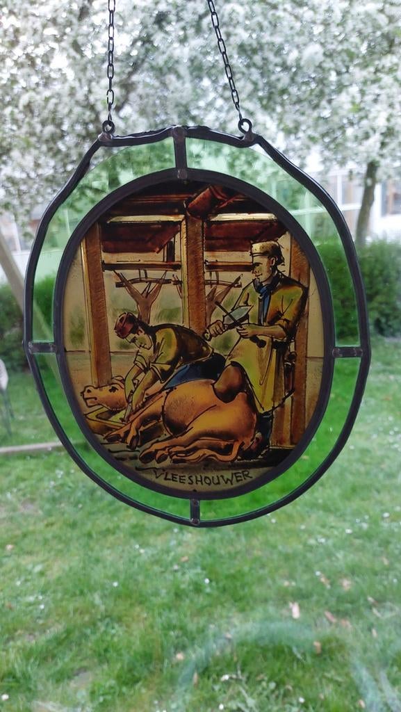 Glas in lood hanger - vleeshouwer, Ophalen of Verzenden