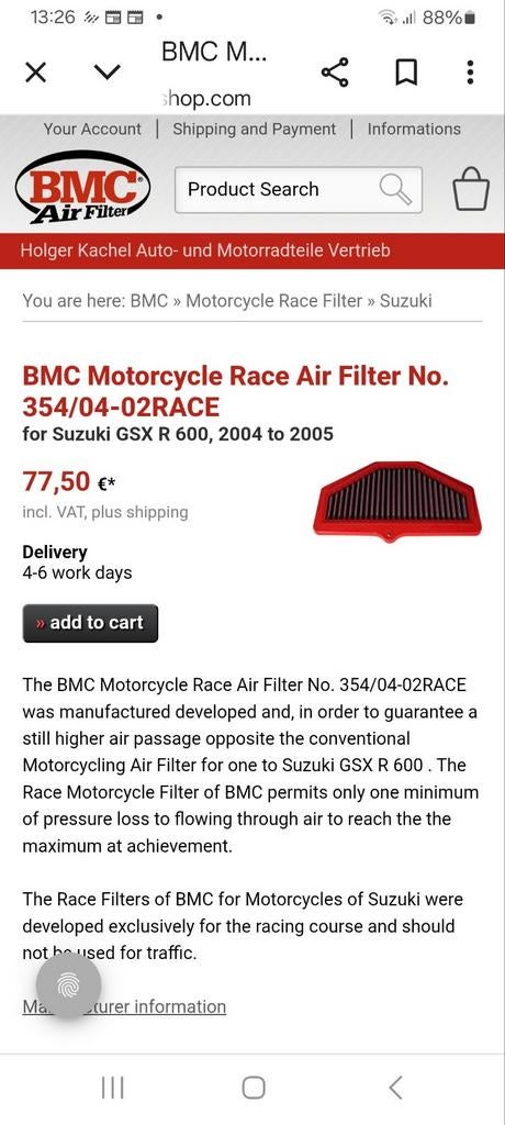 Air filter, Ophalen of Verzenden