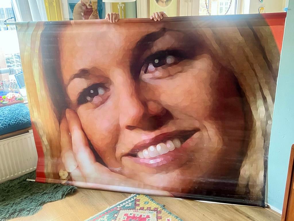Prachtig XL Portret Koningin Máxima op doek (188x135 cm), Ophalen of Verzenden