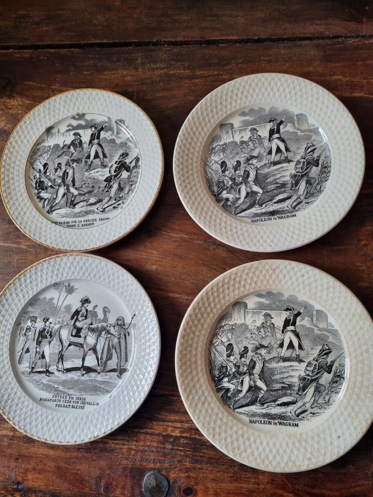 4 antieke borden Napoleon Petrus Regout, Ophalen of Verzenden