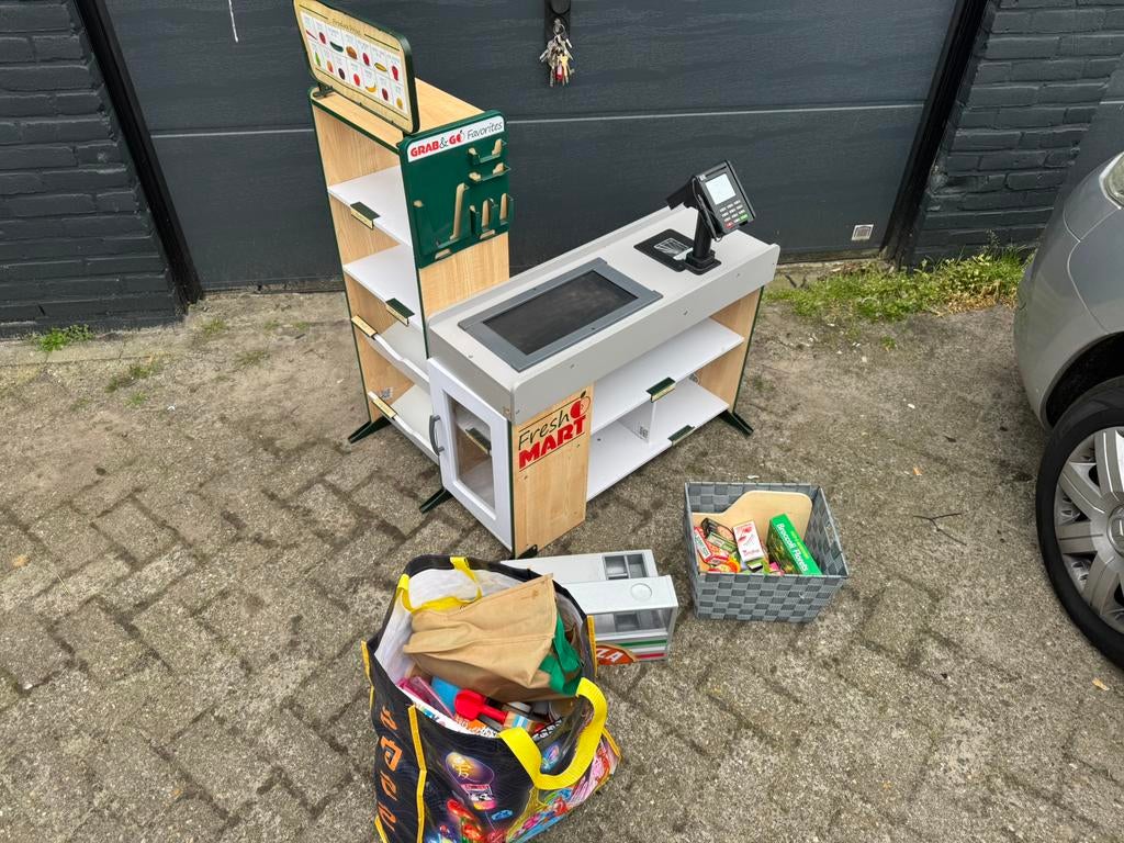 Comple kinder kassa| SUPERMARKT| PIZZA OVEN| COMPLEET, Ophalen of Verzenden, Zo goed als nieuw, Jongen of Meisje