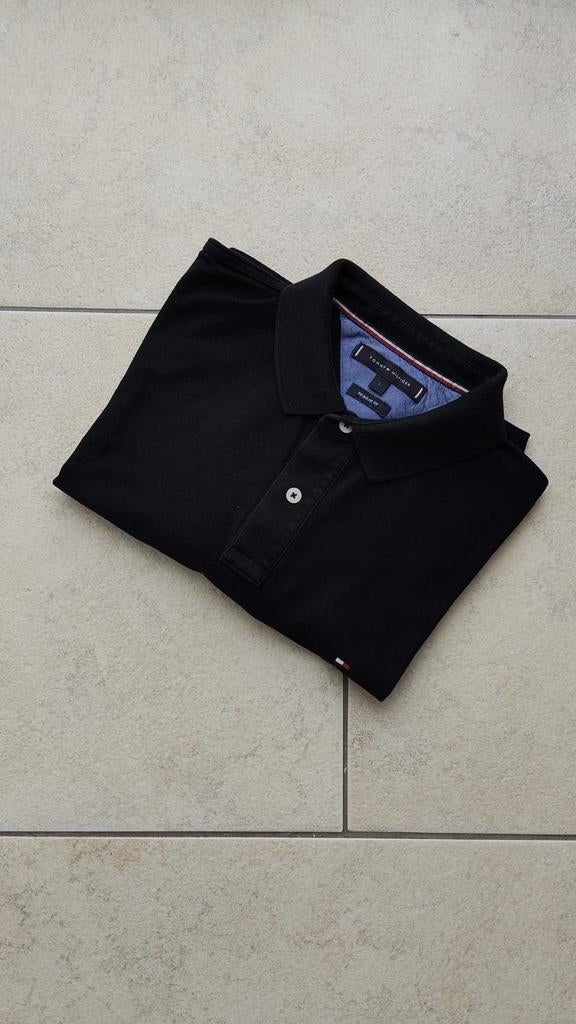 Tommy Hilfiger Polo Shirt Zwart Maat L Regular Fit, Maat 52/54 (L), Zwart, Tommy Hilfiger, Ophalen of Verzenden