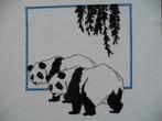 Borduurwerk "Panda,s", Ophalen of Verzenden, Gebruikt, Handborduren, Onderdeel of Toebehoren