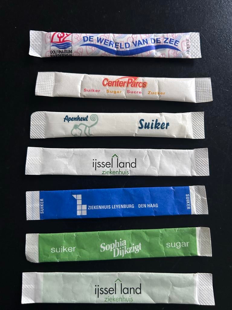 Suikerzakjes stick suikersticks vintage Apenheul centerparcs, Ophalen of Verzenden, Gebruikt