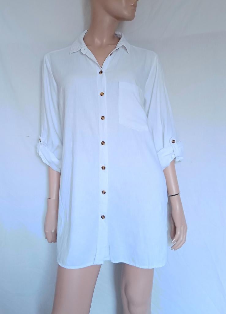 GINA BENOTTI Linnen Blouse , Maat 44, Kleding | Dames, Verzenden, Zo goed als nieuw, Maat 42/44 (L), Wit