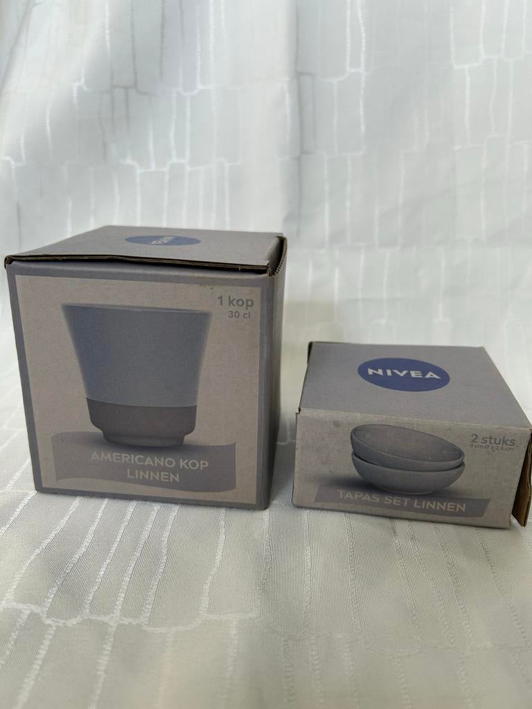 Nivea Americano Kop Linnen - 30 cl + tapas set linnen, Huis en Inrichting, Keuken | Servies, Keramiek, Nieuw, Ophalen of Verzenden