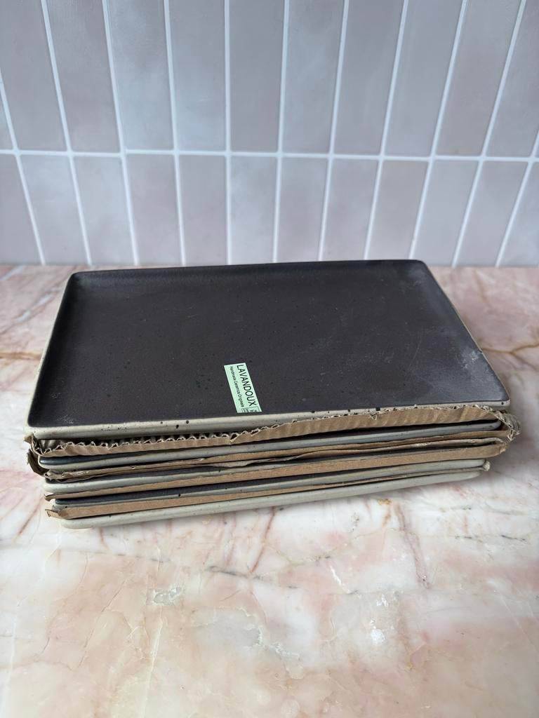6 x Lavandoux handmade keramische serveerborden – set, Ophalen, Gebruikt, Keramiek, Bord(en)