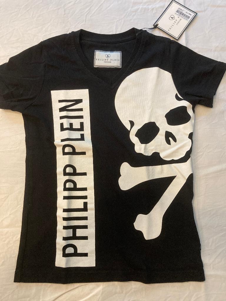 Philipp plein junior last line zwart shirt maat 116-122!, Philipp Plein, Jongen of Meisje, Ophalen of Verzenden, Zo goed als nieuw