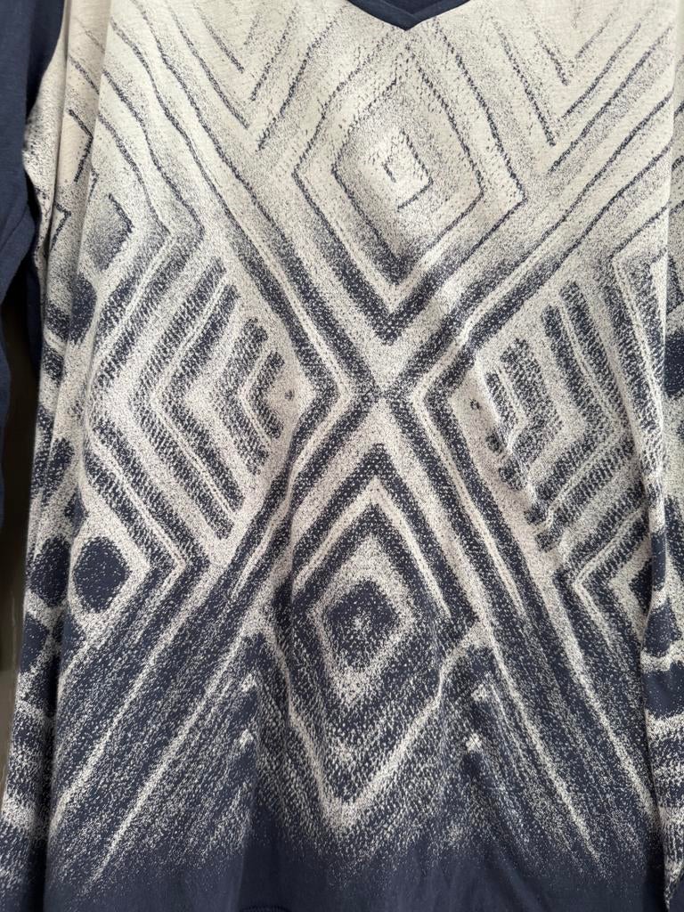 Dames shirt met 3/4 mouwen en patroon, blauw merk sandwich, Blauw, Maat 42/44 (L), Ophalen of Verzenden, Lange mouw