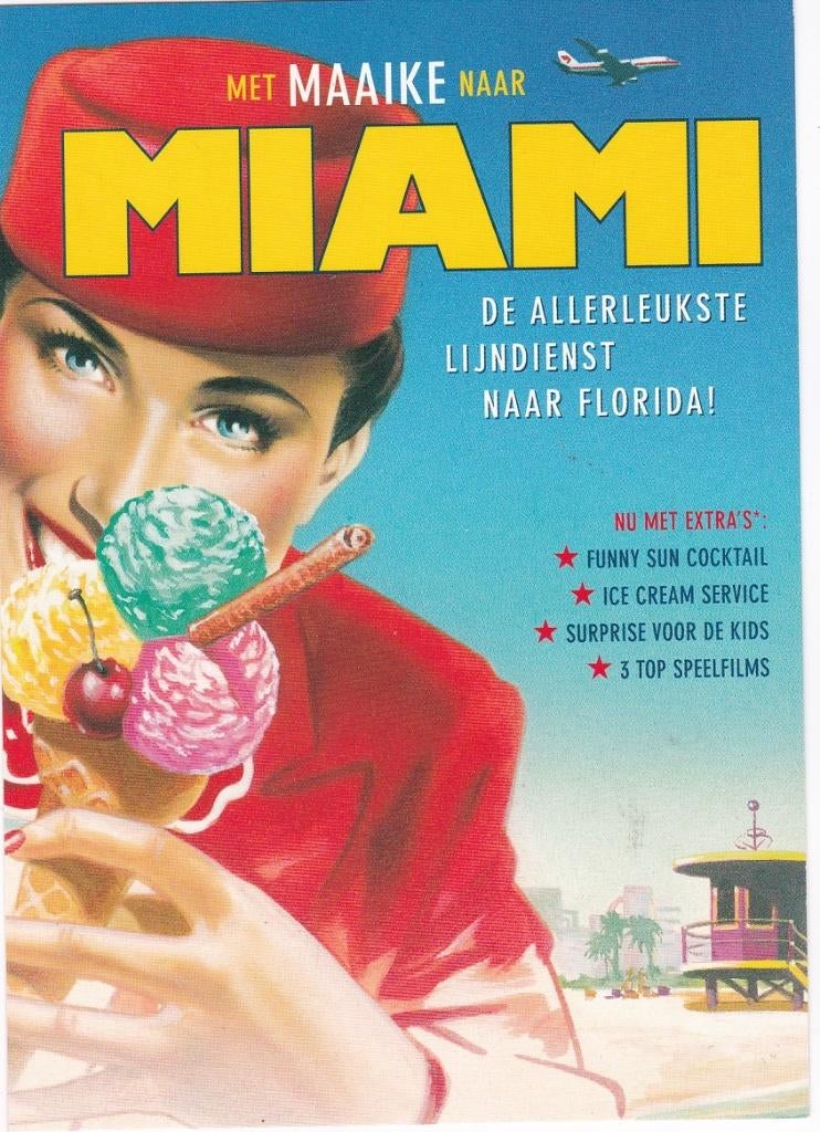 Martinair your wings Met Maaike naar Miami 2001., Verzenden, Nieuw, Kaart, Foto of Prent