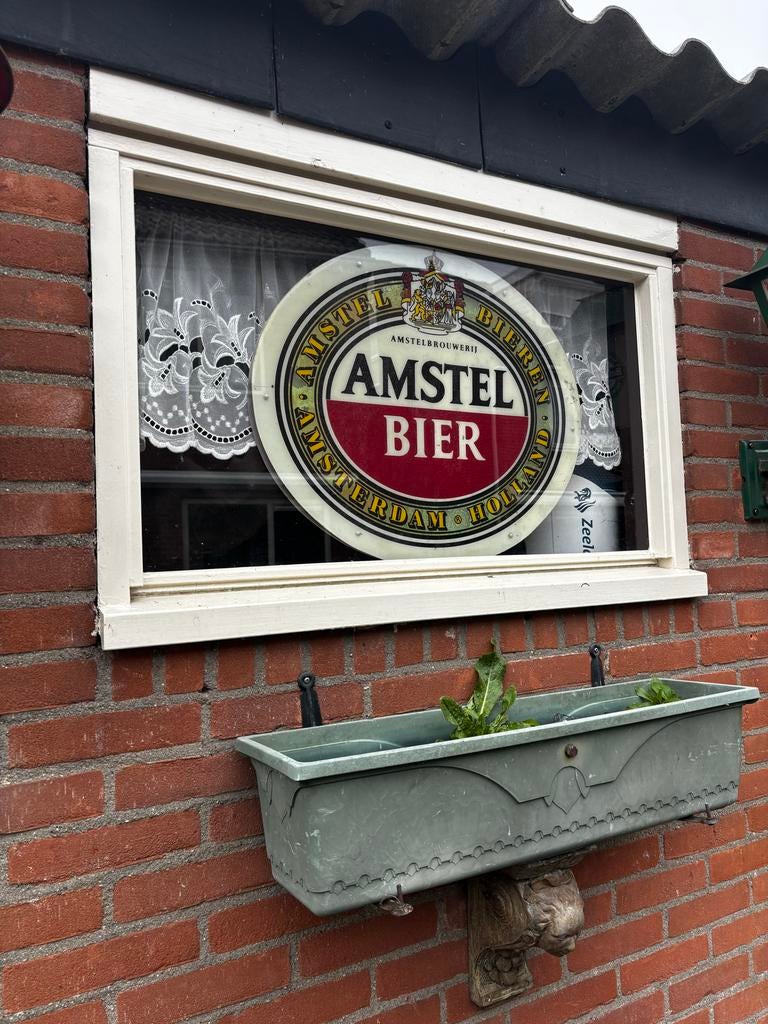 Vintage Amstel Bier blikken plexi Bord - Amsterdam Holland, Ophalen