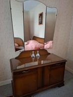 Antieke kaptafel met spiegel - Vintage houten dressoir, Ophalen, Gebruikt, 100 tot 150 cm, Hout