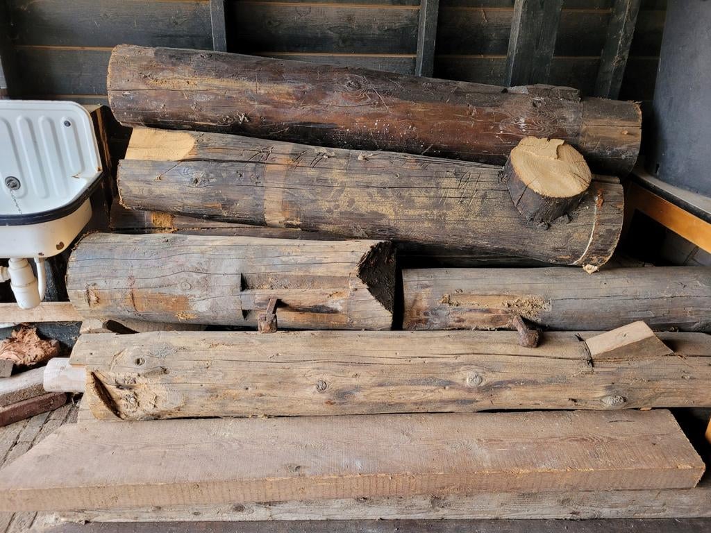 oude houten spanten/balken als haardhout, Ophalen, Gebruikt, Vrijstaande haard