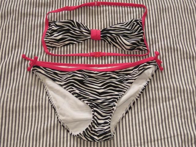Zgan bikini met zebraprint en roze bandjes mt 34-36, Kleding | Dames, Badmode en Zwemkleding, Zo goed als nieuw, Bikini, Zwart