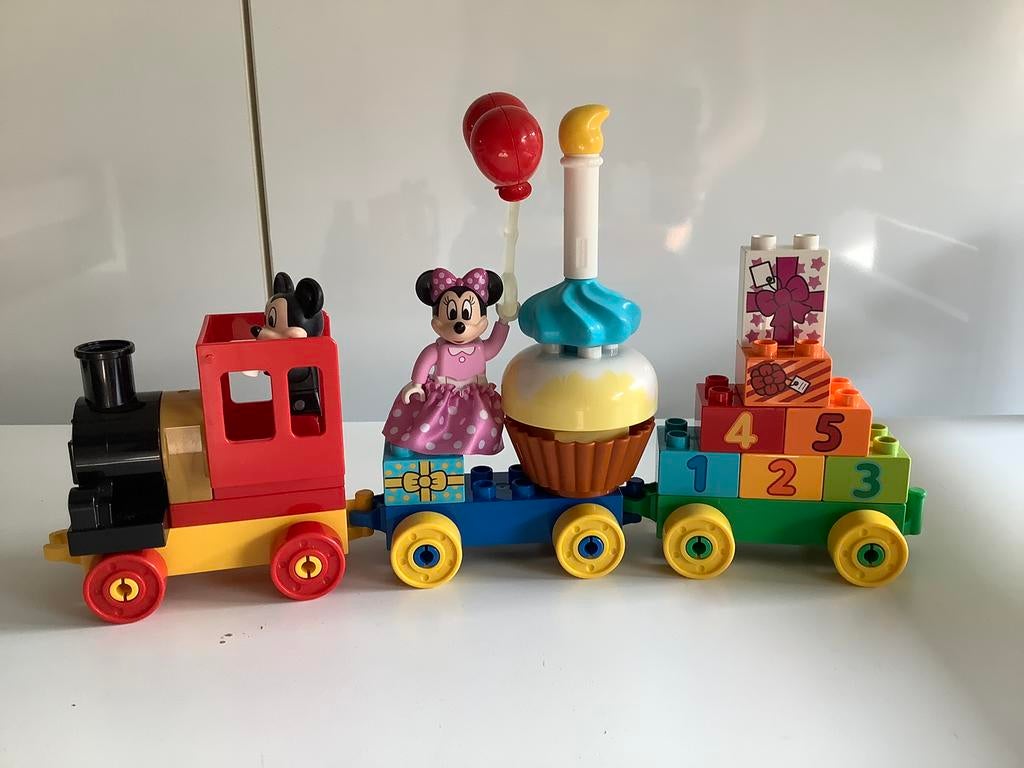 Duplo Disney Mickey Minnie feestje jarig optocht trein 10597, Ophalen of Verzenden, Zo goed als nieuw, Complete set, Duplo