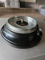Groot antiek rond barometer van hout en geslepen glas, Ophalen of Verzenden, Gebruikt, Barometer