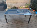 Tuintafel met glazen blad, antraciet, Ophalen, Gebruikt, Rechthoekig, Aluminium