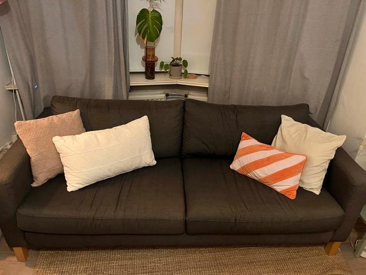 Mooie grijze stoffen bank, Huis en Inrichting, Banken | Bankstellen, Zo goed als nieuw, Rechte bank, Vierpersoons of meer, 200 tot 250 cm