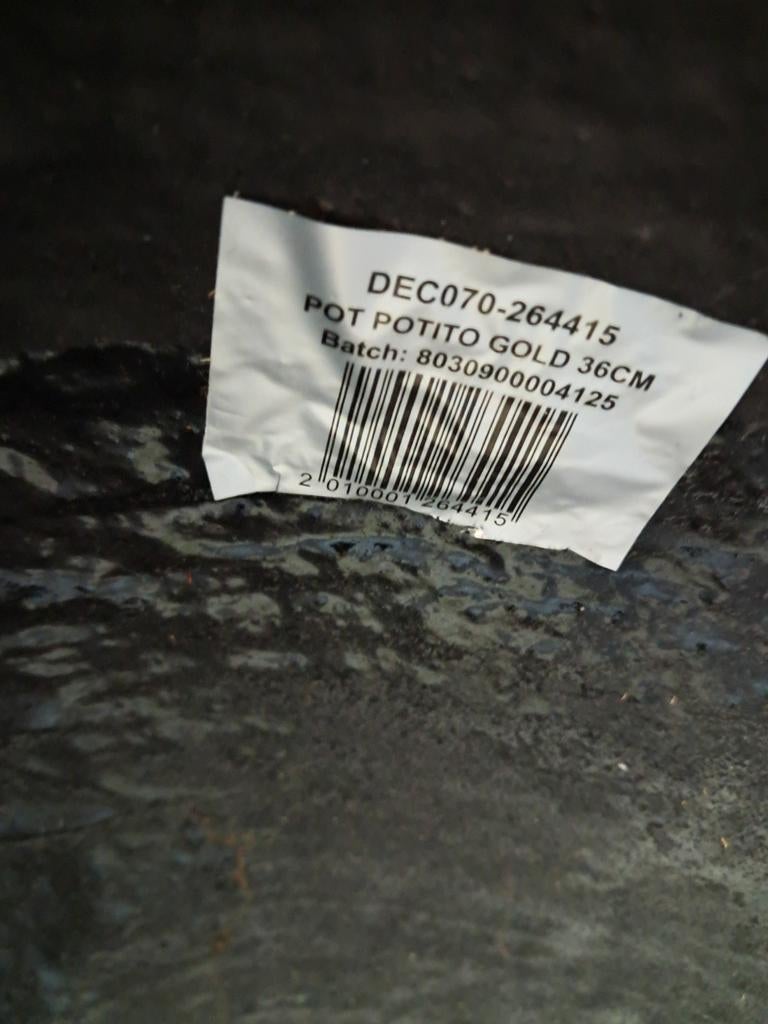 Gouden Fibreclay Bloempot Potito Gold 36cm, 25 tot 40 cm, Overige materialen, Ophalen of Verzenden, Zo goed als nieuw