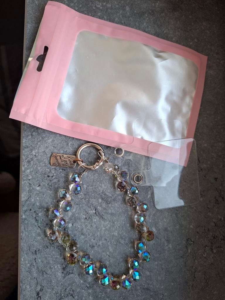 Leuke telefoonkoord met gekleurde stenen, Ophalen of Verzenden, Gebruikt