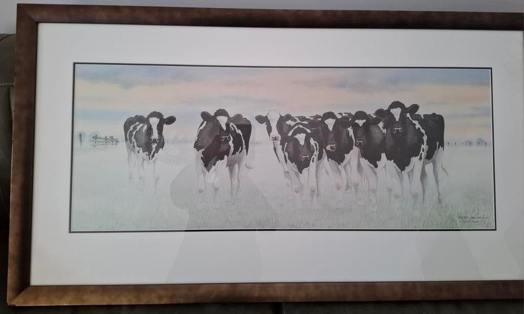 Schilderij Wiebe van der Zee - Koeien in de sneeuw, Ophalen