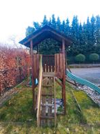 Gratis houten speelhuisje met glijbaan en schommel, Ophalen, Gebruikt, Schommel