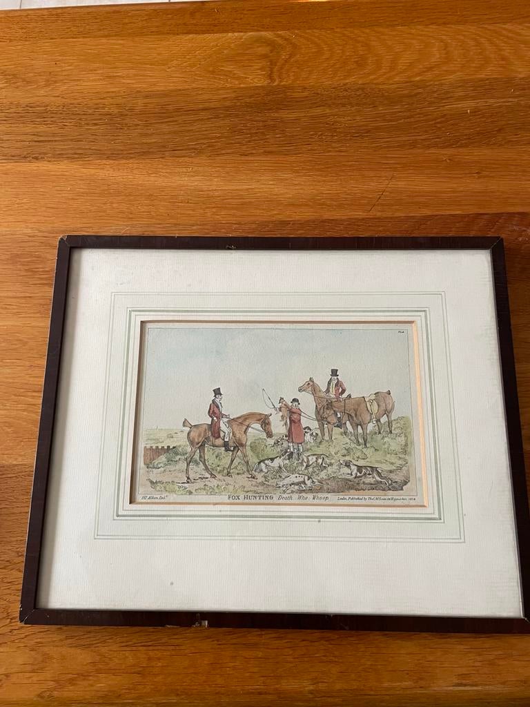Fox Hunting Death Who Whoop ets in lijst, Antiek en Kunst, Ophalen of Verzenden