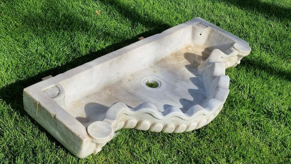 Vintage massief marmeren royale wastafel, Huis en Inrichting, Badkamer | Badkamermeubels, Ophalen, Gebruikt, 100 tot 150 cm, Minder dan 100 cm