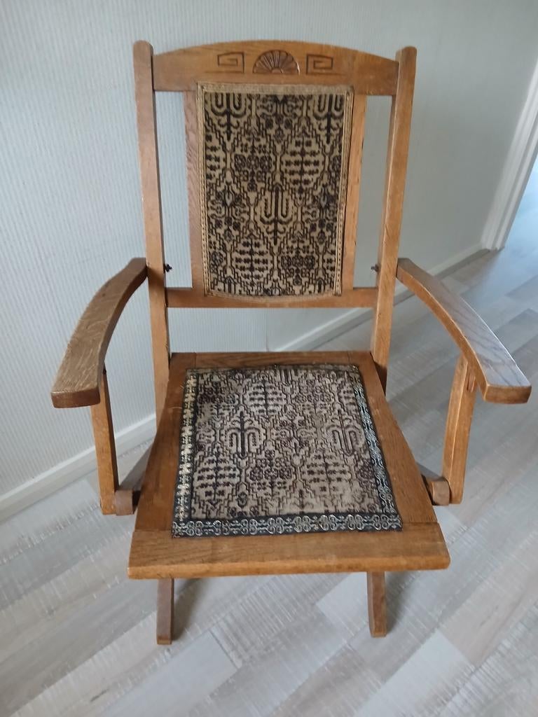 Antieke  eiken klapstoel., Ophalen of Verzenden