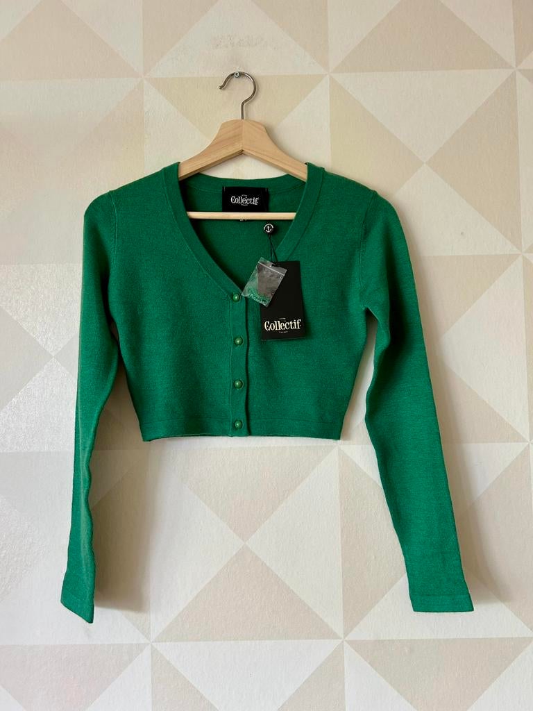 Collectif Kimberley bolero vest vestje groen XXS/32 NIEUW, Kleding | Dames, Collectif, Nieuw, Ophalen of Verzenden, Maat 34 (XS) of kleiner