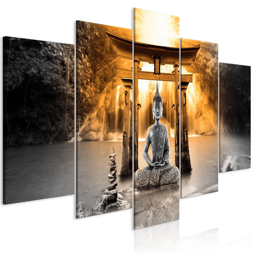 941 Boedha Buddha 5 Luik Schilderij 200x100cm XXL, Antiek en Kunst, Kunst | Schilderijen | Klassiek, Ophalen of Verzenden