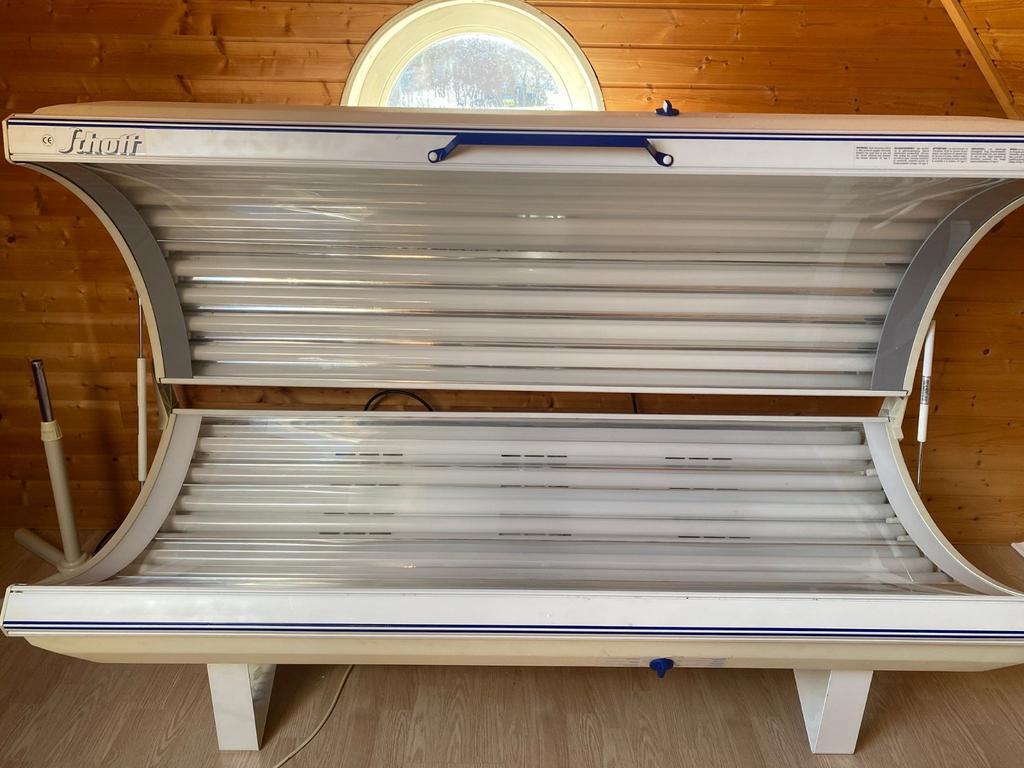 Te koop aangeboden Efbe-schott zonnebank., Ophalen, Zonnebank dubbelzijdig, 15 lampen of meer