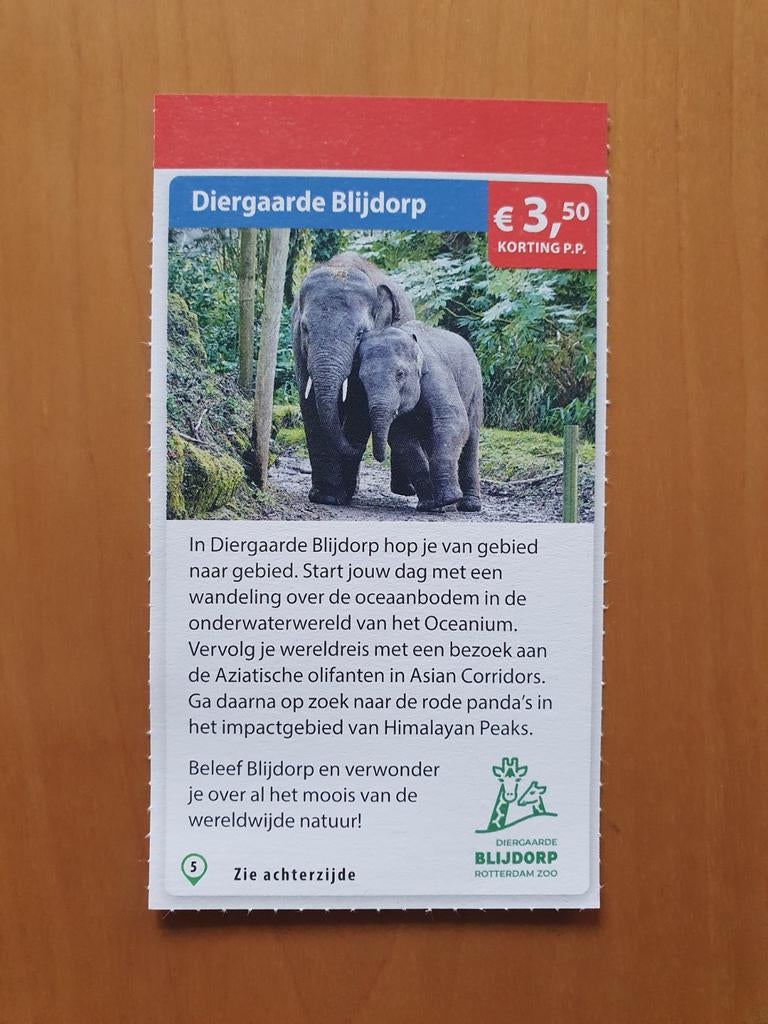 Diergaarde Blijdorp €3,50 korting p.p. maximaal 4 personen, Drie personen of meer, Kortingskaart