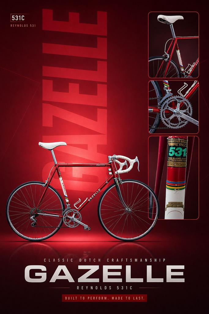 Gazelle Champion Mondial racefiets - Reynolds 531c - Shimano, Fietsen en Brommers, Fietsen | Racefietsen, Ophalen, 28 inch, Gebruikt