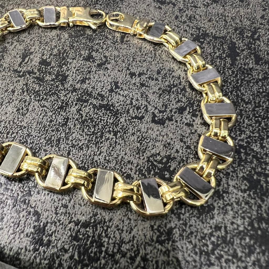 14k gouden armband flat magnum schakel, Ophalen of Verzenden, Nieuw, Goud