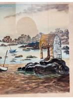 Raymond BLOSSIER 1925-13 Schilderij Calvaire zee Olieverf, Ophalen of Verzenden