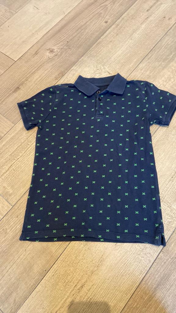 Hema Polo Shirt Jongens Maat 146/152 Donkerblauw Groene Xjes, Kinderen en Baby's, Kinderkleding | Maat 146, Ophalen of Verzenden