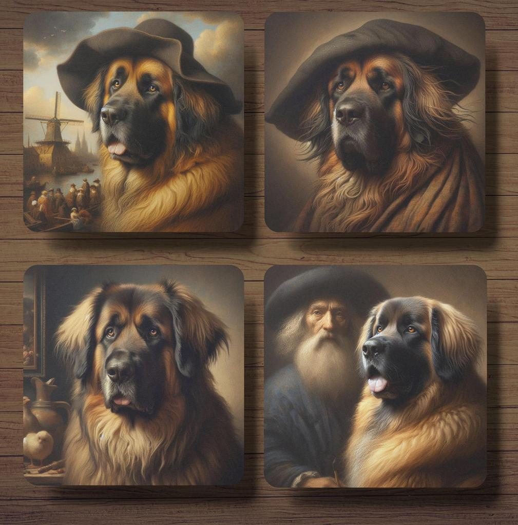 Leonberger Rembrandt stijl onderzetters met houder, Ophalen of Verzenden, Nieuw, Glas of Kopje