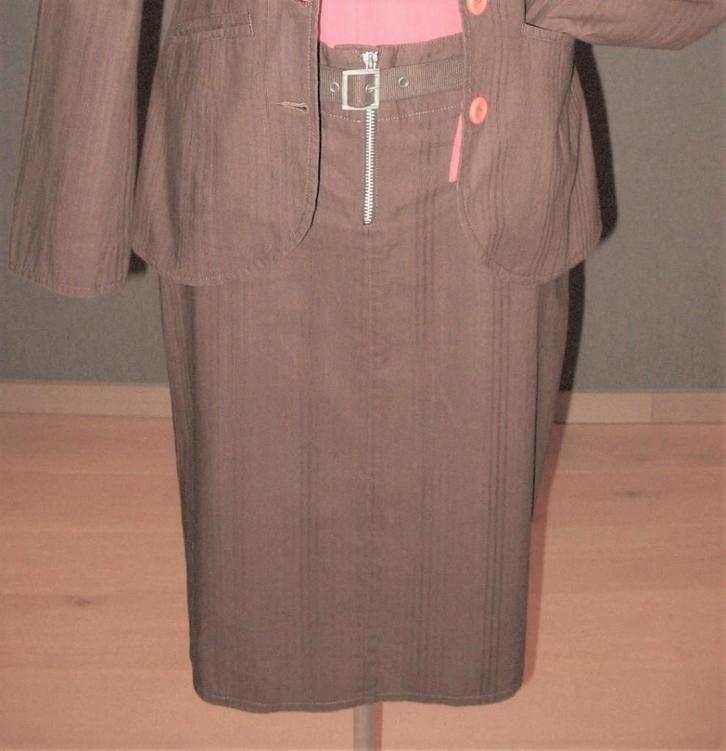Bruine InWear rok in katoen met ceintuur, mt 36/38, Kleding | Dames, Rokken, Nieuw, Maat 38/40 (M), Bruin, Onder de knie, Verzenden