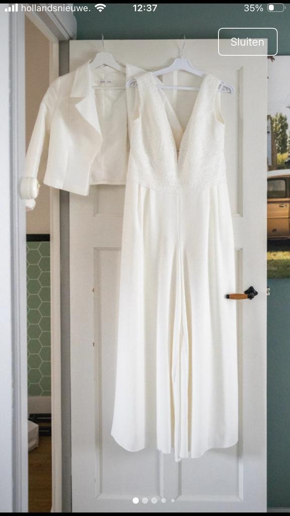 Bruid bolero jasje m ivoor, Ophalen of Verzenden, Zo goed als nieuw, Wit, Trouwjurk