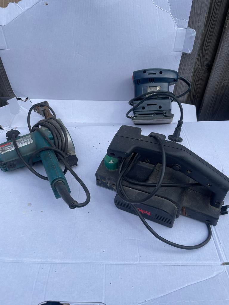 Diverse schuurmachines en schaafmachine (Makita, Skil, Bosch, Ophalen of Verzenden, Gebruikt