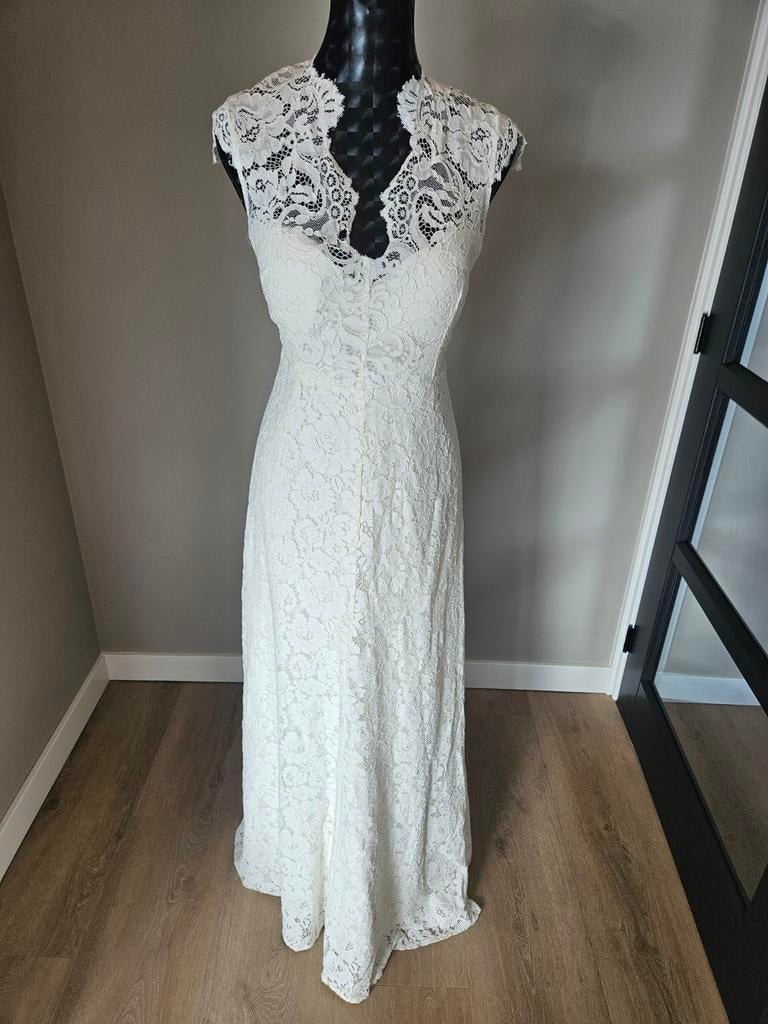 Prachtige trouwjurk mt 42 xl kant ivory dubbellaags, Ophalen of Verzenden, Nieuw, Wit, Trouwjurk