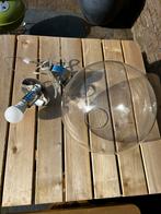 Glazen hanglamp met chromen fitting, Ophalen of Verzenden, Gebruikt, Glas, Minder dan 50 cm