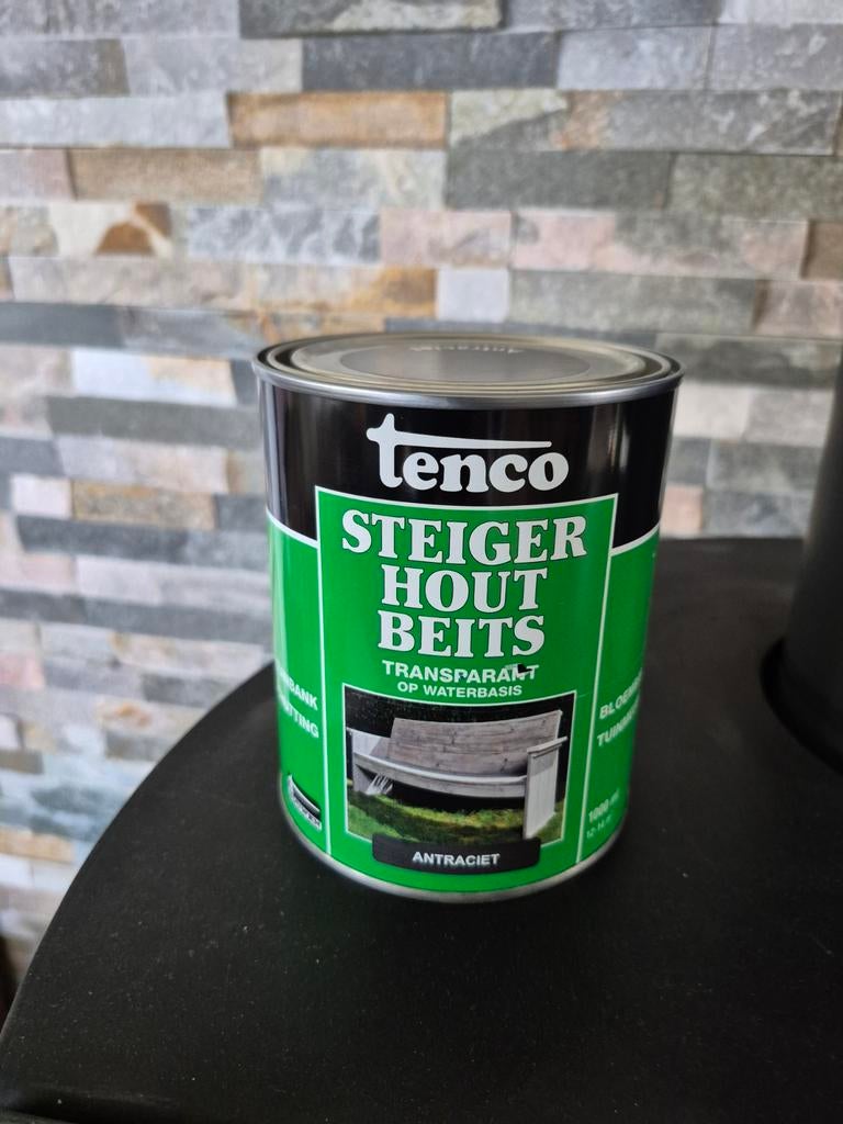 Tenco steigerhout beits Antraciet 1 liter, Nieuw, Beits, Ophalen of Verzenden, Grijs